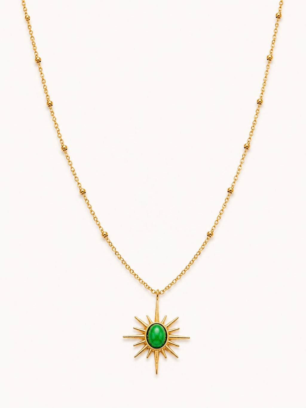 Green Sunburst Pendant Necklace