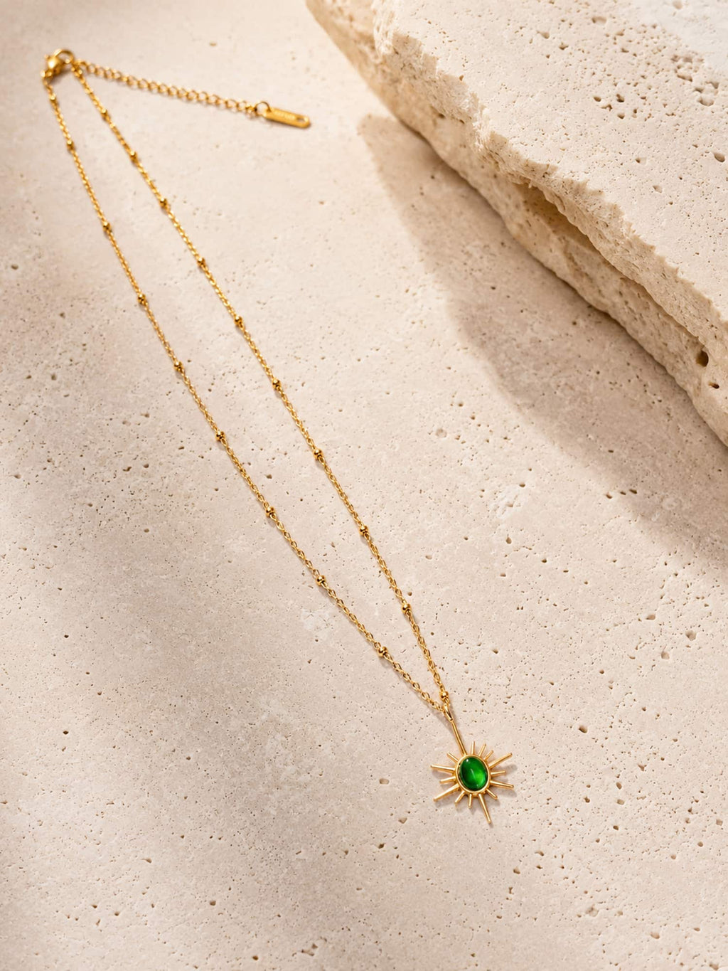 Green Sunburst Pendant Necklace