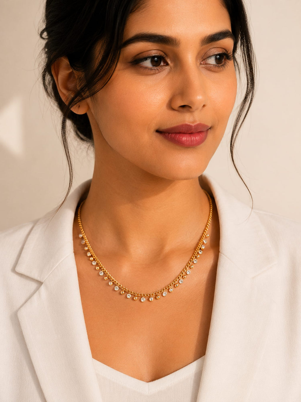 Beaded CZ Drop Necklace