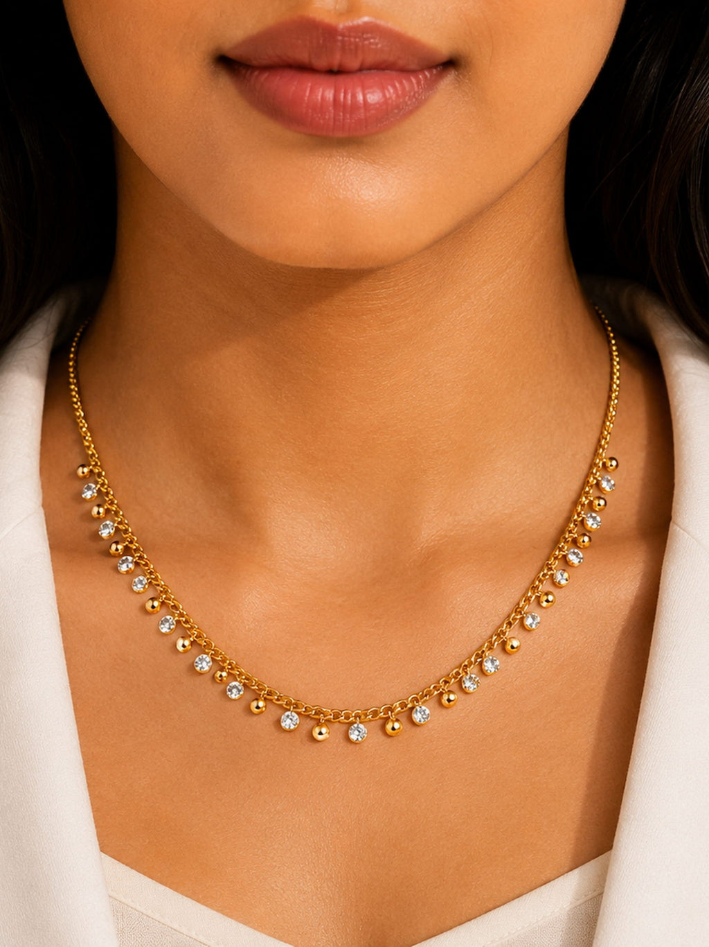 Beaded CZ Drop Necklace